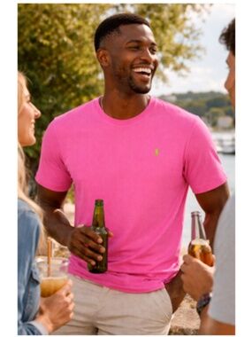 Polo Ralph Lauren Men’s Classic Pink Jersey Crewneck Short Sleeve T-Shirt Sz XXL